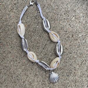 Silver and White Cowrie Shell Natural Bracelet beach vacation tropical new